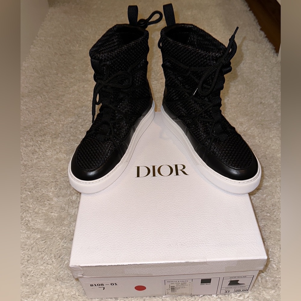 Dior Black Mesh and Leather Winter Boots - Picture 3 of 9